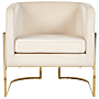 Armchair Beige Golden Metal Frame Round Back