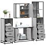 Vidaxl 4 Piece Bathroom Furniture Set Grey Sonoma Engineered Wood