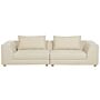 Sofa Fabric Beige Polyester Upholstery Couch 3 Seater Cushioned Armrests Living Room Modern Comfortable Cosy