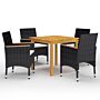 Vidaxl 5 Piece Garden Dining Set With Cushions Black