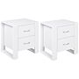 Homcom Bedside Table With 2 Drawers, Nightstand With Handles And Elevated Base, Side Table, Set Of 2, White