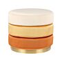 Footstool Ombre Orange Velvet 48 X 48 X 41 Cm Round Dressing Pouffe Gold Base Glam Modern Stool Beliani