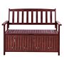 Garden Bench With Storage Mahogany Brown Solid Acacia Wood 120 X 60 Cm 2 Seater Outdoor Patio