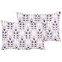 Set Of 2 Garden Cushions Beige Polyester 40 X 60 Cm Rectangular Leaf Pattern Motif Modern Design Throw Scatter Pillow