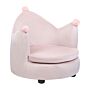 Chair Pastel Pink Velvet Upholstery With Armrests Nursery Furniture Seat For Children Modern Design Crown Shape