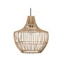 Pendant Lamp Natural Beige Rattan Open Work Shade Black Cord Bell Shape Boho Lightning Hanging Light