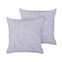 Set Of 2 Decorative Cushions Violet Cotton Polyester Filling 45 X 45 Cm Abstract Pattern Square