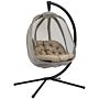 Outsunny Hanging Egg Chair, Folding Swing Hammock With Cushion And Stand For, Patio Garden Furniture, Khaki