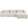 Left Hand 3 Seater Corner Sofa Beige Fabric Upholstered Track Armrests Additional Cushions