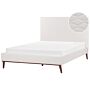 Eu King Size Off-white Velvet Fabric 5ft3 Upholstered Frame Headboard Honeycomb Quilted