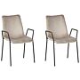 Set Of 2 Dinning Chairs Taupe Velvet With Armrests Stackable Dinning Room Office