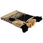 Blanket Beige And Black Acrylic And Polyester 130 X 170 Cm Bed Throw Abstract Pattern Fringes