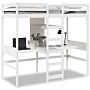 Vidaxl Loft Bed Frame With Desk And Shelves White 90x200cm Solid Wood Pine