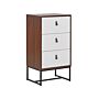 Chest Of Drawers Dark Wood With White Metal Legs Storage Cabinet Dresser 91 X 49 Cm