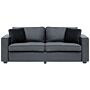 3 Seater Sofa Grey Track Arms Throw Pillows