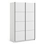 Verona Sliding Wardrobe 120cm In White With White Doors With 5 Shelves