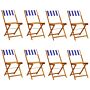 Vidaxl Folding Garden Chairs 8 Pcs Blue And White Fabric And Solid Wood