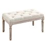 Homcom Accent Bench Tufted Upholstered Foot Stool Linen-touch Fabric Ottoman, Beige