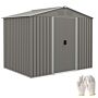 Outsunny 8 X 6ft Outdoor Garden Storage Shed, Metal Tool House With Ventilation And Sliding Doors, Light Grey