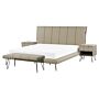 Bedroom Set Beige Eu King Size 5ft3 Bed 2 Bedside Tables Bed Bench Modern Headboard