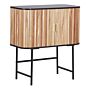 Sideboard Light Wood With Black Mdf Paulownia Wood Front 2 Door Particle Board Iron Legs With Shelves Modern Bedroom Storage Solution