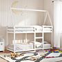 Vidaxl Bunk Bed With Roof White 90x200 Cm Solid Wood Pine