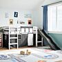 Vidaxl Kids' Loft Bed With Curtains White&black 80x200 Cm Solid Wood Pine