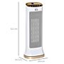 Homcom Ceramic Tower Heater 45° Oscillating Space Heater W/ Remote Control 8hr Timer Tip-over Overheat Protection 1000w/2000w-white