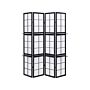 Room Divider Black Pine Wood Synthetic Material 4 Panels Folding Decorative Screen Partition Traditional Design