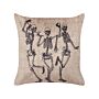 Decorative Cushion Beige Velvet 45 X 45 Cm Skeleton Pattern Square Modern Halloween