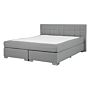 Eu Double Size Divan Bed Grey Fabric Upholstered 4ft6 Frame With Tufted Headboard And Pocket Spring Mattress