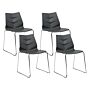 Set Of 4 Dining Chairs Black Stackable Armless Leg Caps Plastic Steel Legs Conference Chairs