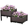 Outsunny 50cm X 50cm X 46.5cm Set Of 2 Plastic Raised Garden Bed, Planter Box, Flower Vegetables Planting Container With Self-watering Design