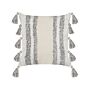 Decorative Cushion Beige And Grey Cotton 45 X 45 Cm With Tassels Striped Pattern