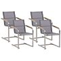 Set Of 4 Garden Chairs Grey Synthetic Seat Stainless Steel Frame Cantilever Style