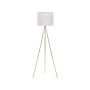 Floor Lamp Gold Metal 148 Cm Tripod Stand White Fabric Drum Shade