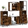 Vidaxl 4 Piece Bathroom Furniture Set Smoked Oak Engineered Wood