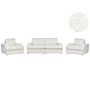 Sofa Set White Boucle Upholstered 5 Seater With Armchair Cushioned Thickly Padded Backrest Classic Living Room Couch