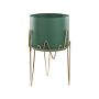 Plant Stand Green With Gold Iron 28 X 28 X 50 Cm Metal Flower Pot Uv Resistant Modern Industrial Standing Planter