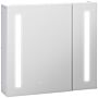 Kleankin Wall Mounted Bathroom Cabinet W/ Led Lights, Illuminated Bathroom Mirror Cabinet W/ Adjustable Shelf, Touch Switch, Usb Charge, White