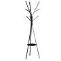 Homcom 180cm Free Standing Metal Coat Rack Stand 9 Hooks Clothes Tree With 1 Shelf Hat Display Hall Tree Hanger Bag Umbrella Hanging Organiser (black)