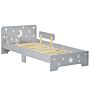 Zonekiz Kids Toddler Bed With Star & Moon Patterns, Safety Side Rails Slats, Kids Bedroom Furniture For 3-6 Years Old, Grey, 143 X 76 X 49 Cm