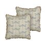 Set Of 2 Scatter Cushions Beige Cotton 45 X 45 Cm Square Handmade Throw Pillows Printed Dragonfly Pattern Removable Cover