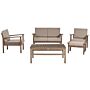 Garden Sofa Set Taupe Cushions Solid Dark Acacia Wood 4 Seater With Table Outdoor Conversation Set