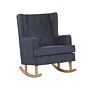 Rocking Chair Grey Fabric Solid Wooden Skates Classic