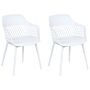 Set Of 2 Dining Chairs White Synthetic Seat White Legs Minimalist Design Backrest