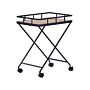 Kitchen Trolley Black Metal 56 Cm Construction Light Wood Top Castors Industrial