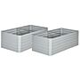 Outsunny Set Of 2 Raised Beds, Galvanised Steel Outdoor Planters With Multi-reinforced Rods For Vegetables, Plants, Flowers And Herbs, 180 X 90 X 59 Cm, Light Grey