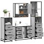 Vidaxl 4 Piece Bathroom Furniture Set Grey Sonoma Engineered Wood