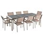 Garden Dining Set Beige With Flamed Granite Table Top 8 Seats 220 X 100 Cm Beliani